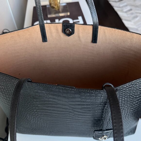 Jimmy Choo Black Croc Embossed Leather Tote - Picture 8 of 16